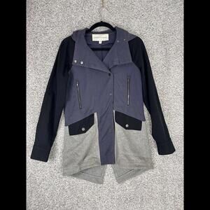 Veronica Beard Jacket Womens 0 Wool Cashmere Blend Colorblock Hooded Coat flawed